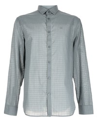 graues Langarmhemd mit Vichy-Muster von Armani Exchange