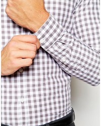 graues Langarmhemd mit Vichy-Muster von Asos