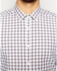 graues Langarmhemd mit Vichy-Muster von Asos