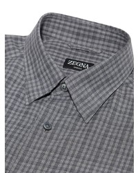 graues Langarmhemd mit Vichy-Muster von Zegna
