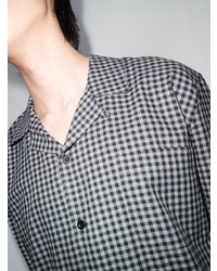 graues Langarmhemd mit Vichy-Muster von Sunspel
