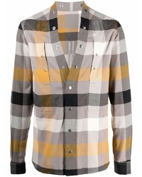 graues Langarmhemd mit Vichy-Muster von Rick Owens