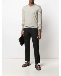 graues Langarmshirt mit einer Knopfleiste von Tom Ford