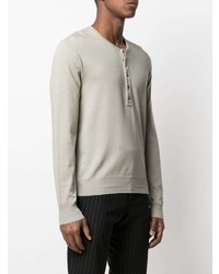 graues Langarmshirt mit einer Knopfleiste von Tom Ford