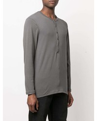 graues Langarmshirt mit einer Knopfleiste von Tom Ford