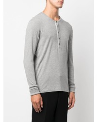 graues Langarmshirt mit einer Knopfleiste von Tom Ford