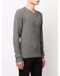 graues Langarmshirt mit einer Knopfleiste von Ralph Lauren RRL