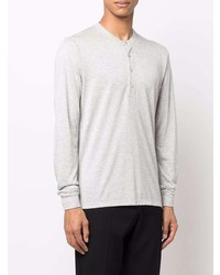 graues Langarmshirt mit einer Knopfleiste von Tom Ford