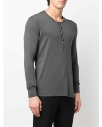 graues Langarmshirt mit einer Knopfleiste von Tom Ford