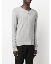 graues Langarmshirt mit einer Knopfleiste von Tom Ford