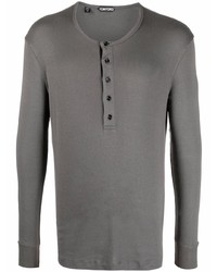 graues Langarmshirt mit einer Knopfleiste von Tom Ford