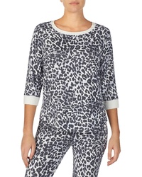 graues Langarmshirt mit Leopardenmuster