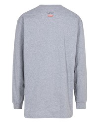 graues Langarmshirt mit Schlangenmuster von Supreme