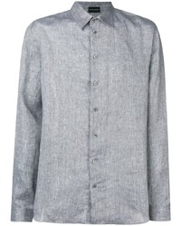 graues Leinen Langarmhemd von Emporio Armani