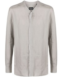 graues Leinen Langarmhemd von Giorgio Armani