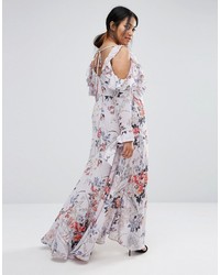 graues Maxikleid mit Blumenmuster von Asos