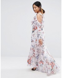 graues Maxikleid mit Blumenmuster von Asos