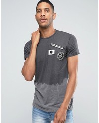 graues T-Shirt mit einem Rundhalsausschnitt mit Farbverlauf von Pull&Bear