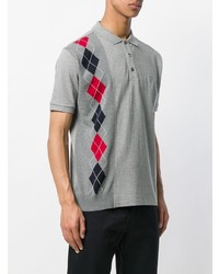 graues Polohemd mit Argyle-Muster von Pringle Of Scotland