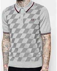 graues Polohemd mit Argyle-Muster von Fred Perry