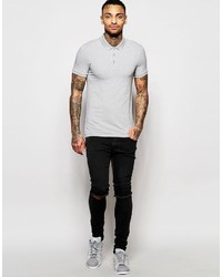 graues Polohemd von Asos