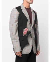 graues Sakko mit Blumenmuster von Comme Des Garcons Homme Plus