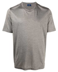 graues Seide T-Shirt mit einem Rundhalsausschnitt von Barba