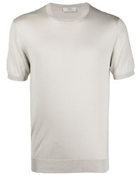 graues Seide T-Shirt mit einem Rundhalsausschnitt von Mauro Ottaviani
