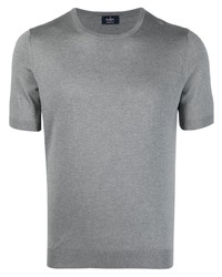 graues Strick Seide T-Shirt mit einem Rundhalsausschnitt von Barba