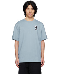 graues Strick T-Shirt mit einem Rundhalsausschnitt von AMI Alexandre Mattiussi
