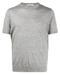 graues Strick T-Shirt mit einem Rundhalsausschnitt von Cenere Gb