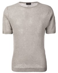 graues Strick T-Shirt mit einem Rundhalsausschnitt von Dell'oglio