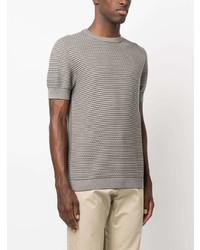 graues Strick T-Shirt mit einem Rundhalsausschnitt von Emporio Armani