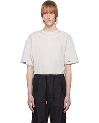 graues Strick T-Shirt mit einem Rundhalsausschnitt von Feng Chen Wang