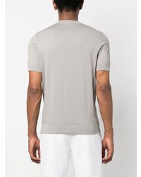 graues Strick T-Shirt mit einem Rundhalsausschnitt von Fedeli