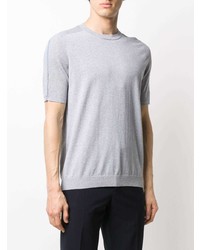 graues Strick T-Shirt mit einem Rundhalsausschnitt von Roberto Collina