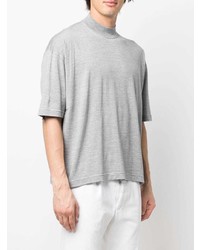 graues Strick T-Shirt mit einem Rundhalsausschnitt von Jil Sander