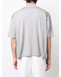 graues Strick T-Shirt mit einem Rundhalsausschnitt von Jil Sander