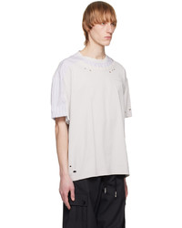 graues Strick T-Shirt mit einem Rundhalsausschnitt von Feng Chen Wang