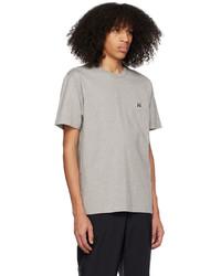graues Strick T-Shirt mit einem Rundhalsausschnitt von MAISON KITSUNÉ