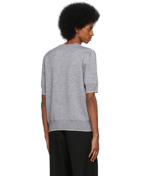 graues Strick T-Shirt mit einem Rundhalsausschnitt von Jil Sander