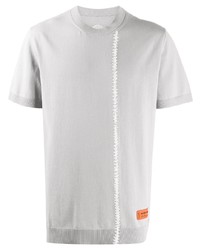 graues Strick T-Shirt mit einem Rundhalsausschnitt von Heron Preston