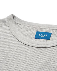 graues Strick T-Shirt mit einem Rundhalsausschnitt von Beams