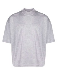 graues Strick T-Shirt mit einem Rundhalsausschnitt von Jil Sander