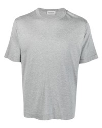 graues Strick T-Shirt mit einem Rundhalsausschnitt von John Smedley