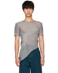 graues Strick T-Shirt mit einem Rundhalsausschnitt von khanh brice nguyen