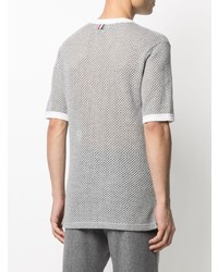 graues Strick T-Shirt mit einem Rundhalsausschnitt von Thom Browne