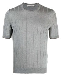 graues Strick T-Shirt mit einem Rundhalsausschnitt von La Fileria For D'aniello