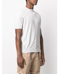 graues Strick T-Shirt mit einem Rundhalsausschnitt von Brunello Cucinelli