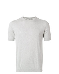 graues Strick T-Shirt mit einem Rundhalsausschnitt von Paolo Pecora
